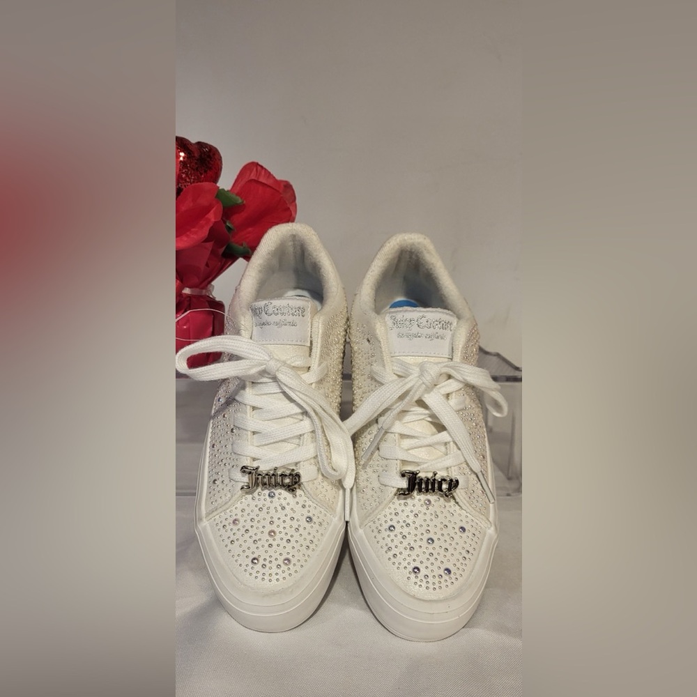🧧Reduced Price....JUICY COUTURE white pearlized beaded bridal dress sneakers